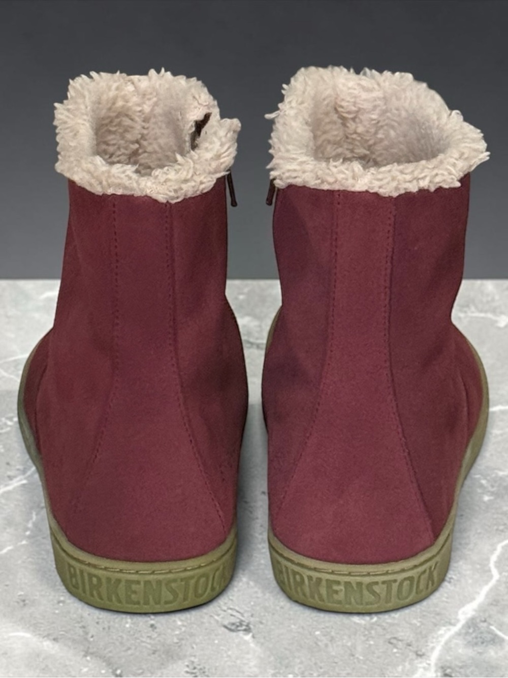 Birkenstock Women’s 36 / 5 - 5.5 Burgundy Suede Shearling Lined Ankle Zip Boots - Picture 6 of 13